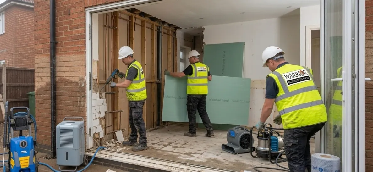 Warrior Building Services team on an insurance reinstatement project